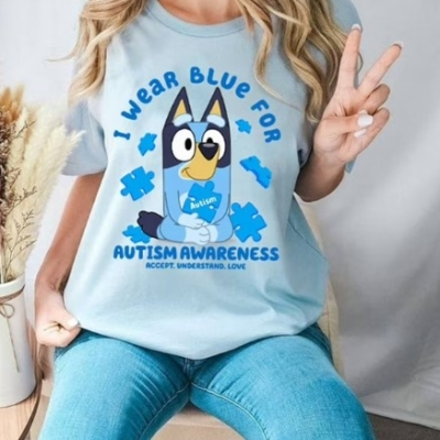 Bluey I Wear Blue for Autism Awareness T Shirt