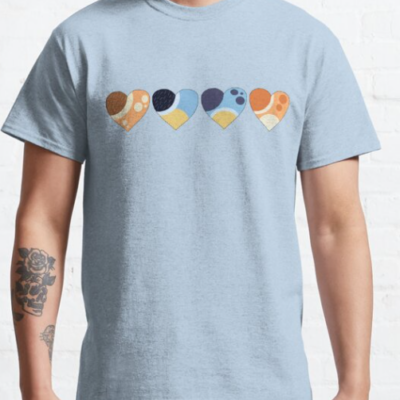 Bluey Inspired Heart Pattern Graphic T Shirt