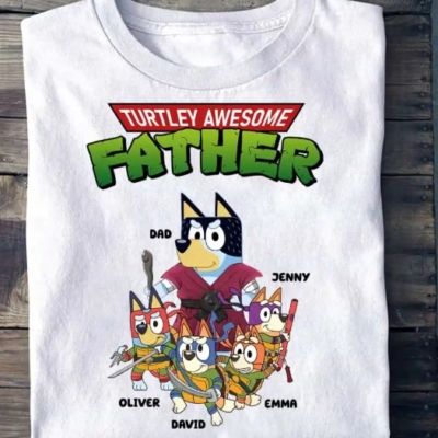 Bluey Turtley Awesome Father Family T Shirt