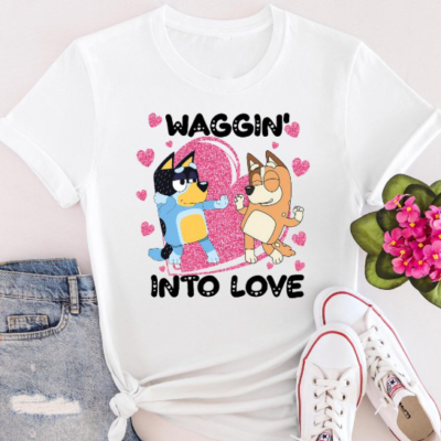 Bluey Waggin' Into Love Valentine Tee