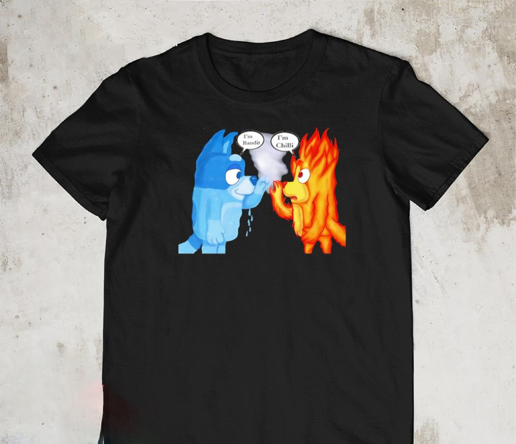 Bluey and Bingo Fire vs Water Cartoon T-Shirt Bluey and Bingo Fire vs Water Cartoon T-Shirt