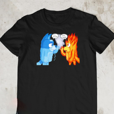 Bluey and Bingo Fire vs Water Cartoon T-Shirt