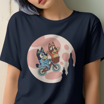 Bluey and Bingo Moonlight Ride T Shirt