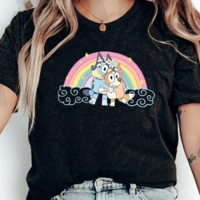 Bluey and Bingo Rainbow T Shirt