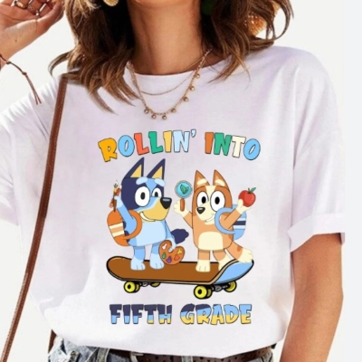 Bluey and Bingo Rollin Into Fifth Grade T Shirt