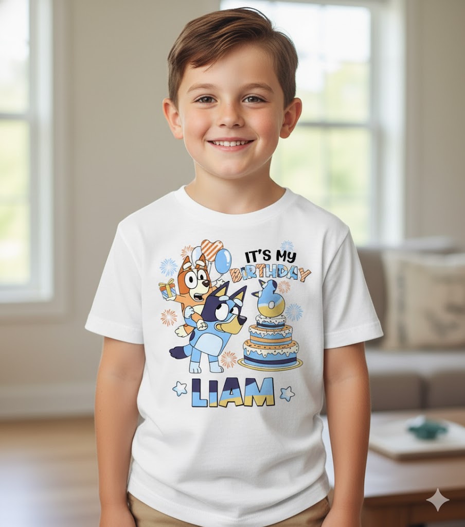 Boys Bluey Birthday Shirts For Family