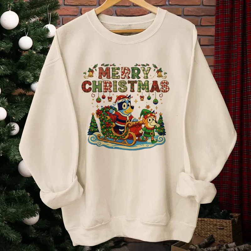 Merry Christmas Bluey Bingo Shirt, Hoodie, Sweatshirt 6 Merry Christmas Bluey Bingo Mockup