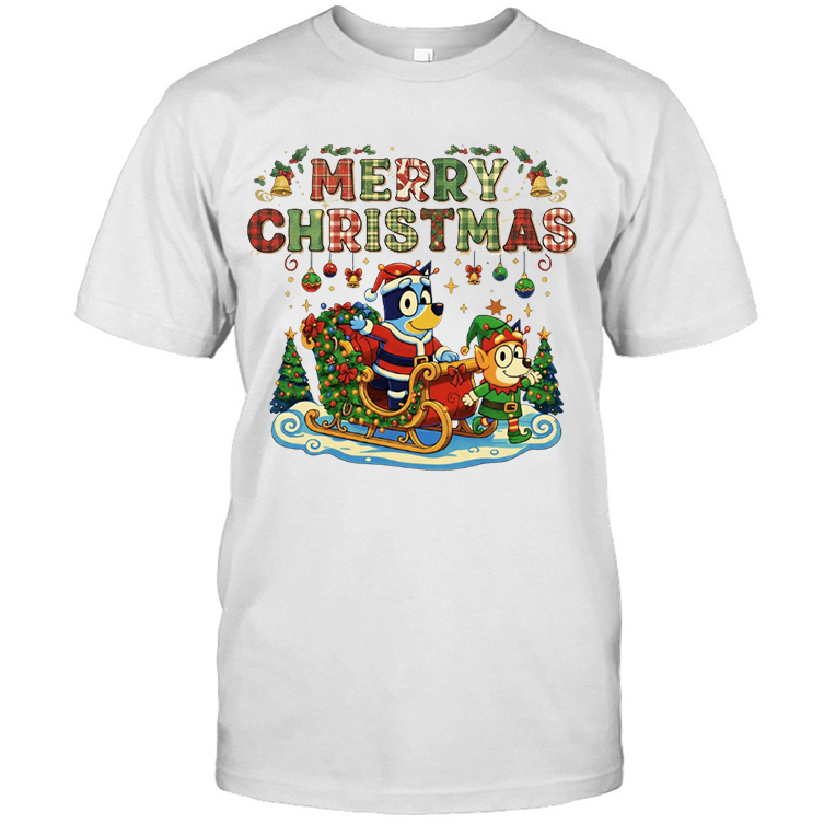 Merry Christmas Bluey Bingo Shirt, Hoodie, Sweatshirt 1 Merry Christmas Bluey Bingo Shirt